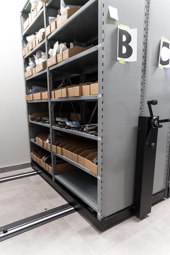 40% space saving thanks to mobile shelving