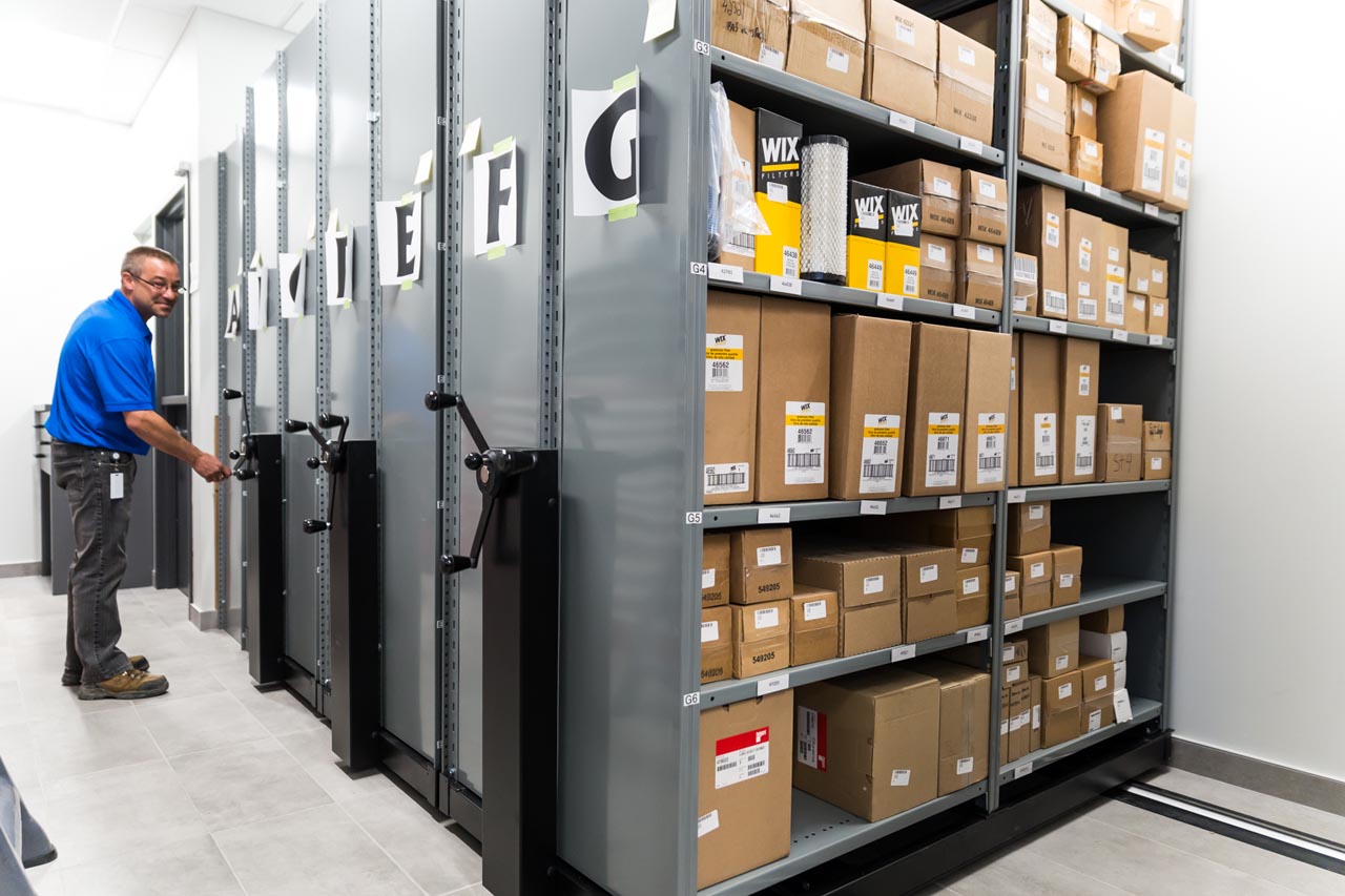 40% space saving thanks to mobile shelving